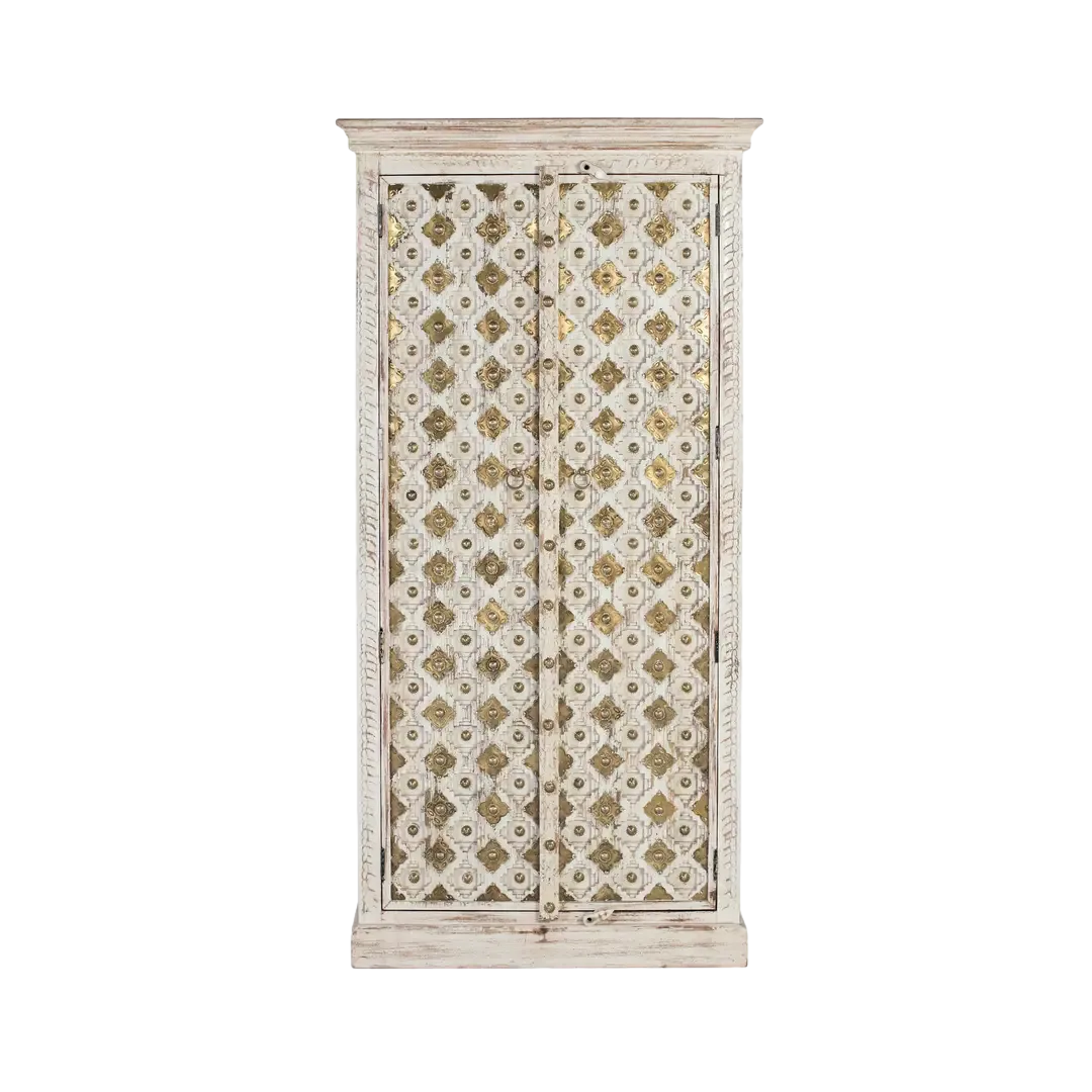 Armario Naroa en madera de mango vetas naturales amplio interior y acabado artesanal 90x40x180cm - Giner y Colomer - 6555GYC - foto-transparente