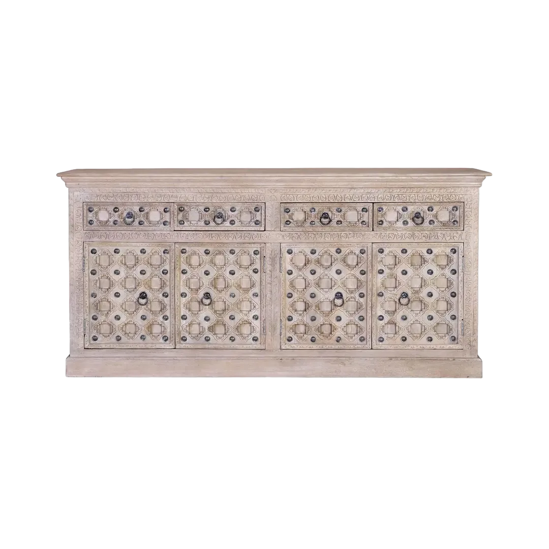Aparador Bakhra natural en madera de mango maciza 190x42x92cm - Giner y Colomer - 6629GYC - foto-transparente
