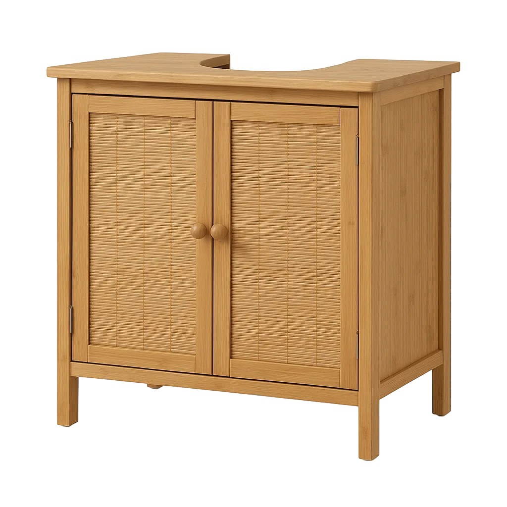 Mueble bajo lavabo de bambú 2 puertas suspendido 63x30x60cm - Ixia - 806149IX - foto-transparente