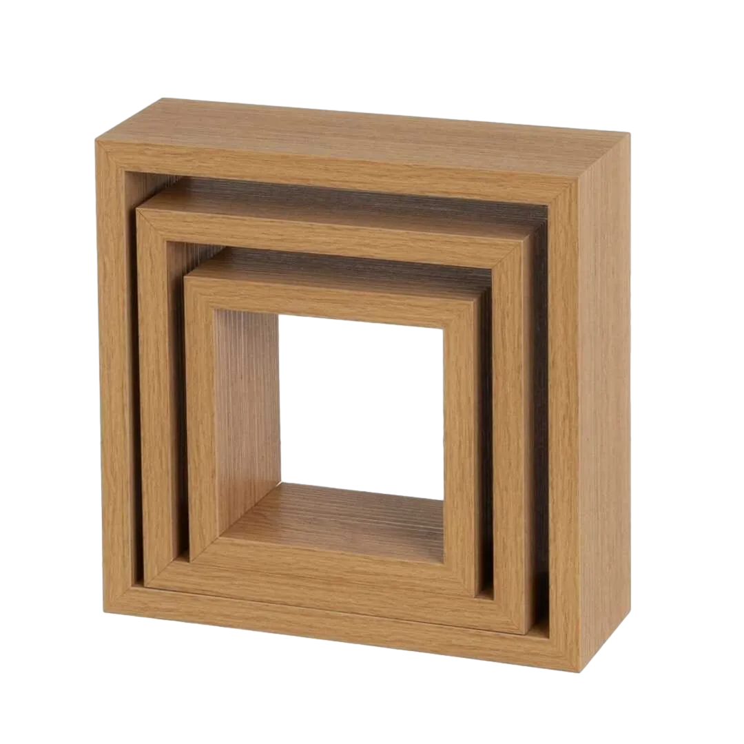 Set de 3 estantes en MDF roble miel 25x25x9cm - Ixia - 807176IX - foto-transparente