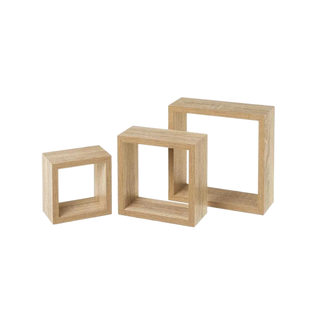 Set de 3 estantes MDF roble claro 25x25x9cm - Ixia - 807607IX - foto-transparente