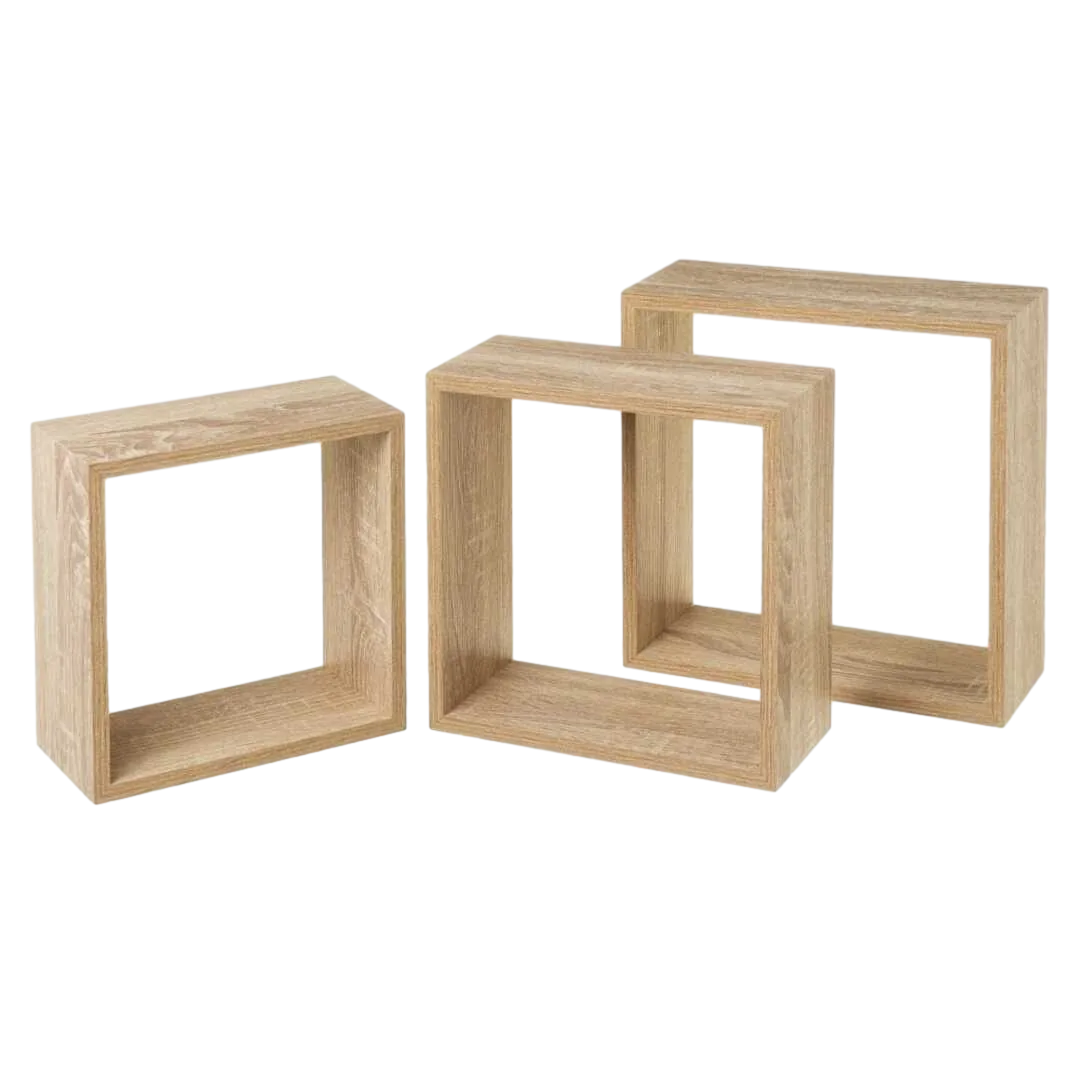 Set de 3 estantes MDF roble claro 30x30x12cm - Ixia - 807608IX - foto-transparente