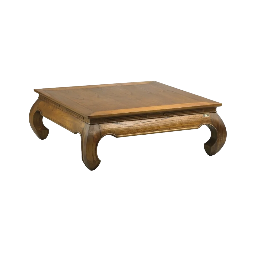 Mesa de centro artesanal en mindi con patas de diseño 100x100x40cm - Moycor - 8600110MYC - foto-transparente