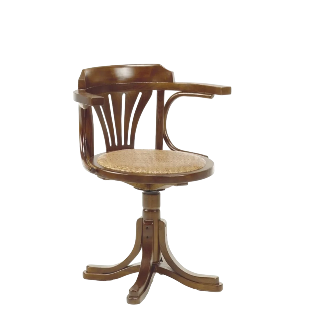 Silla giratoria de roble y ratán 62x52x78cm - Moycor - 8659020MYC - foto-transparente