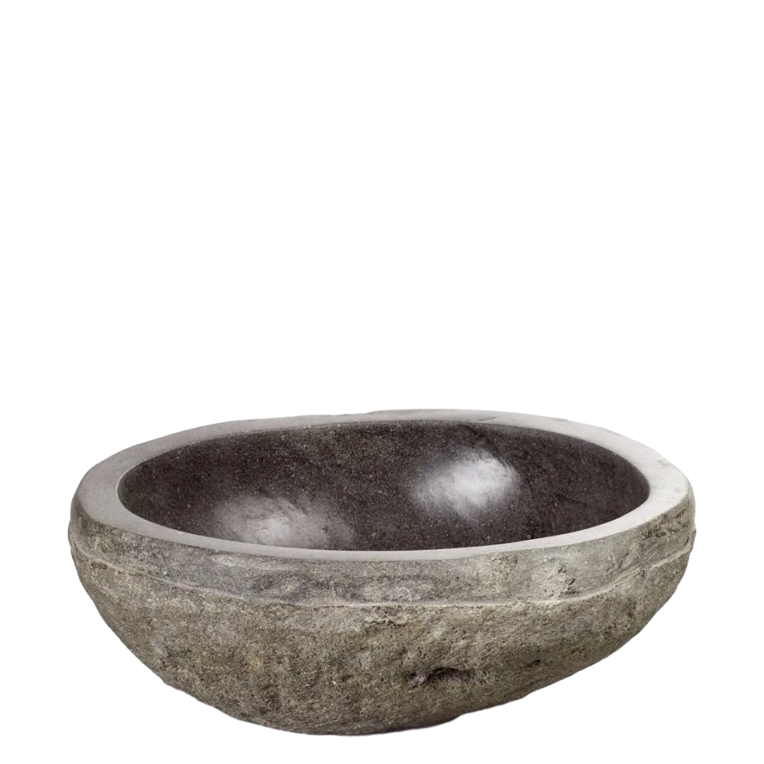 Lavabo redondo de piedra de río natural pieza única 45x45x15cm - Moycor - 897013MYC - foto-transparente