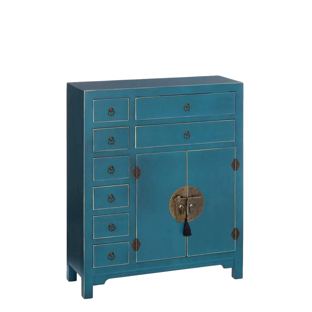 Mueble auxiliar azul en DM estilo oriental 73x26x90cm - Ixia - 90956IX - foto-transparente