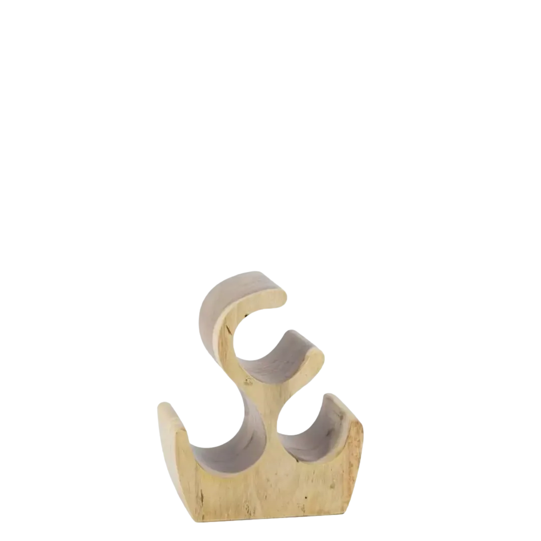 Botellero suar 3 huecos en madera maciza artesanal 25x16x30cm - Moycor - 9470501MYC - foto-transparente