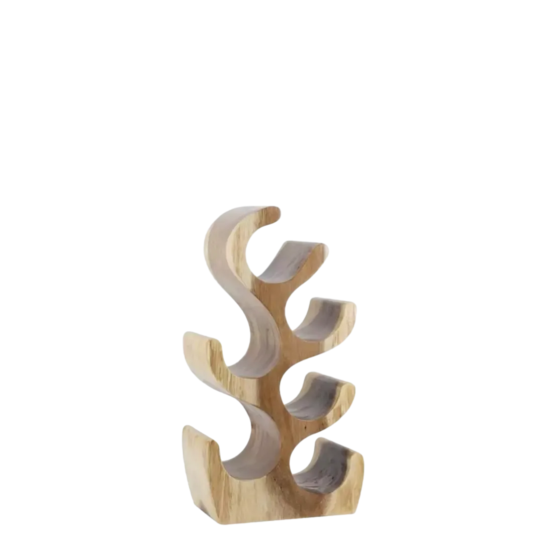 Botellero artesanal de madera suar 6 huecos 25x20x50cm - Moycor - 9470502MYC - foto-transparente