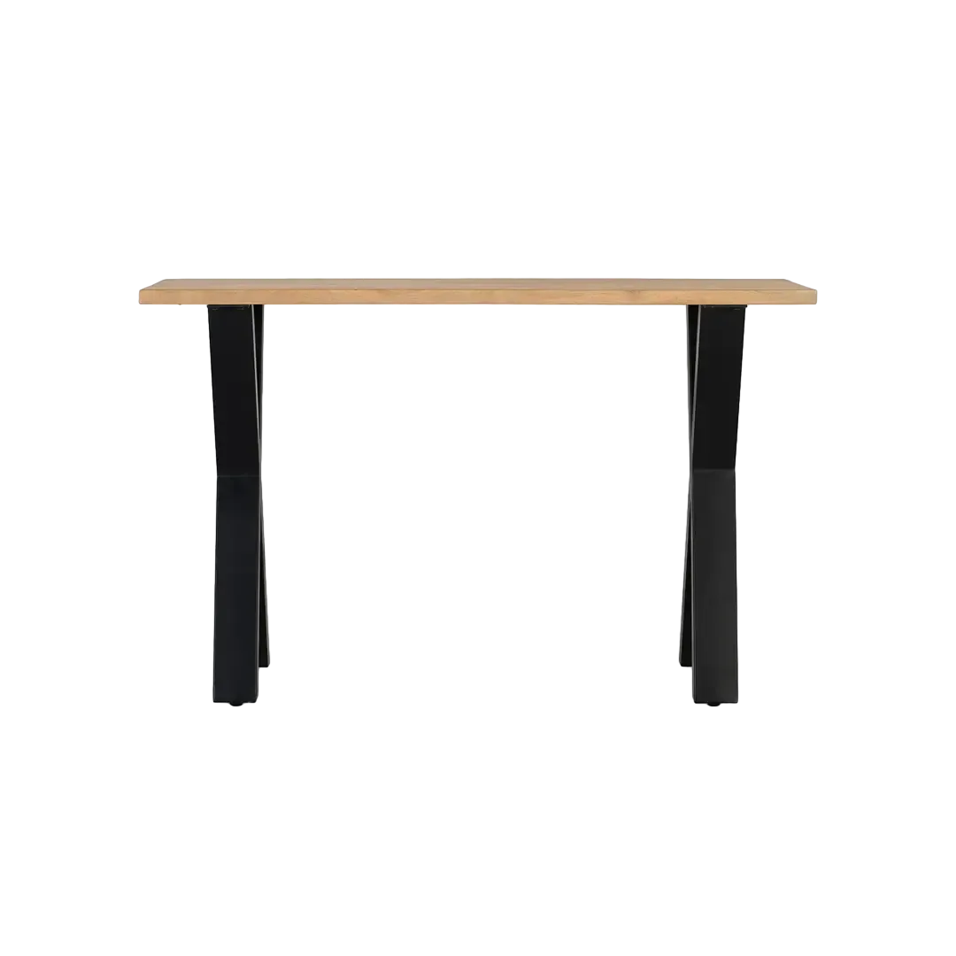 Consola Terral madera de mango lacado estructura metálica negra patas en X 120x35x76cm - Giner y Colomer - 2455GYC - foto-transparente