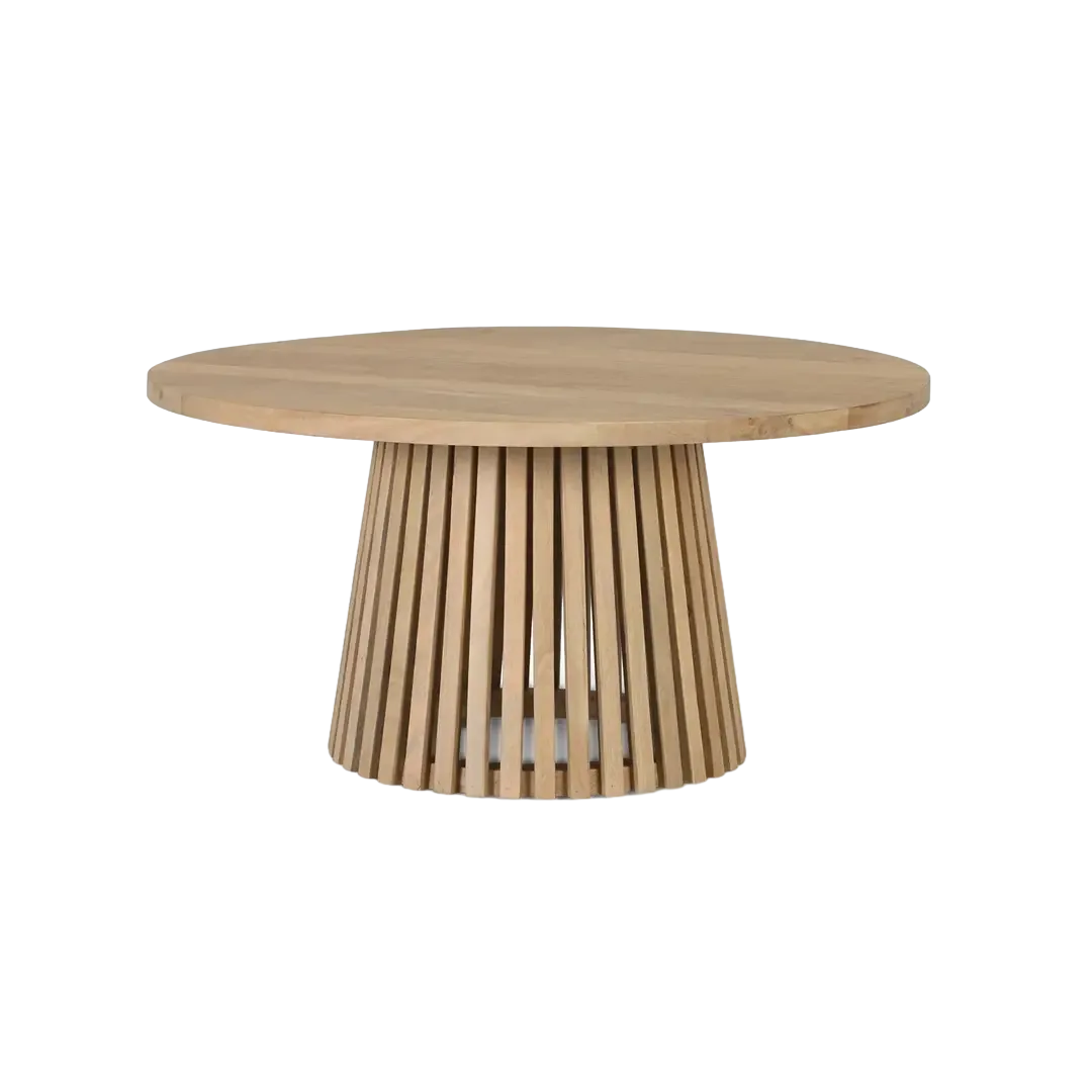Mesa de centro Yara madera de mango acabado natural estilo Japandi nórdico 90x90x45cm - Giner y Colomer - 2458GYC - foto-transparente