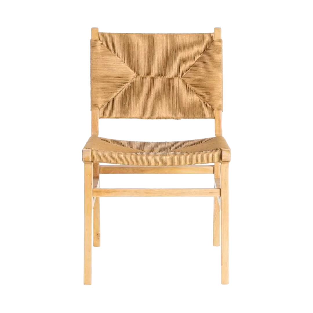 Silla de madera de caucho natural y asiento de cuerda de papel 50x59x86cm - Ixia - 615494IX - foto-transparente