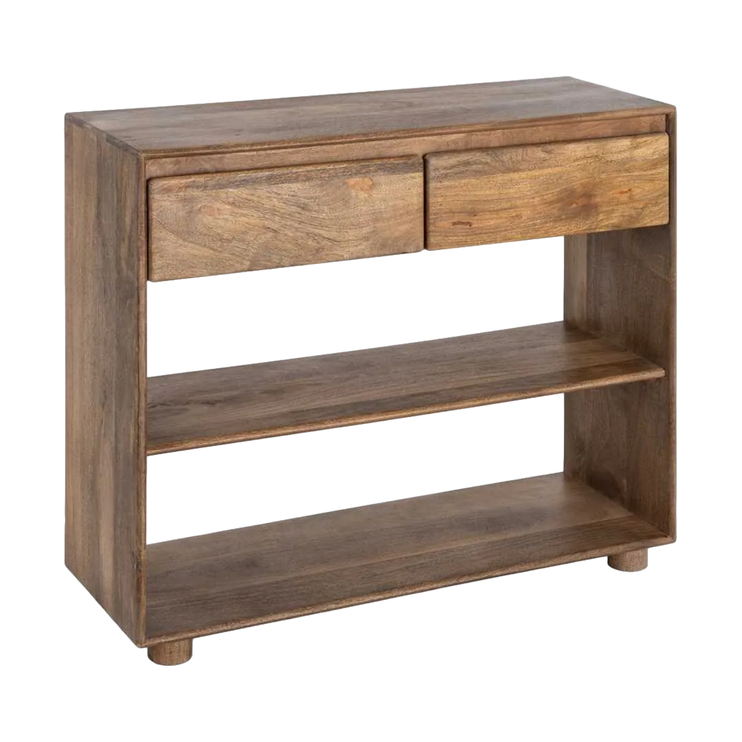 Consola de madera de mango para salón con cajones y huecos 100x35x80cm - Ixia - 616505IX - foto-transparente