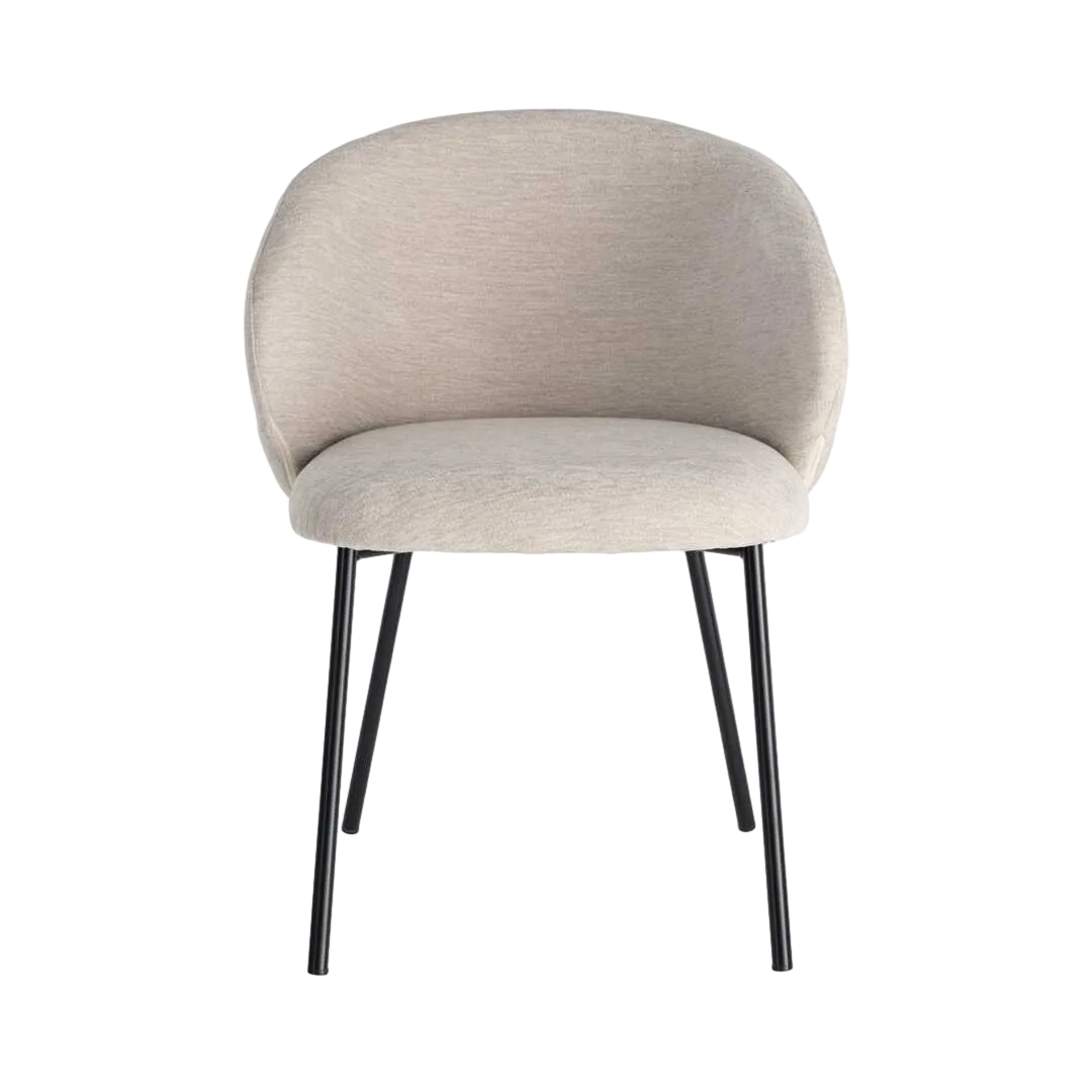 Silla beige en tejido 100% poliéster y estructura metálica para contract 56.50x56x74.50cm - Ixia - 616624IX - foto-transparente