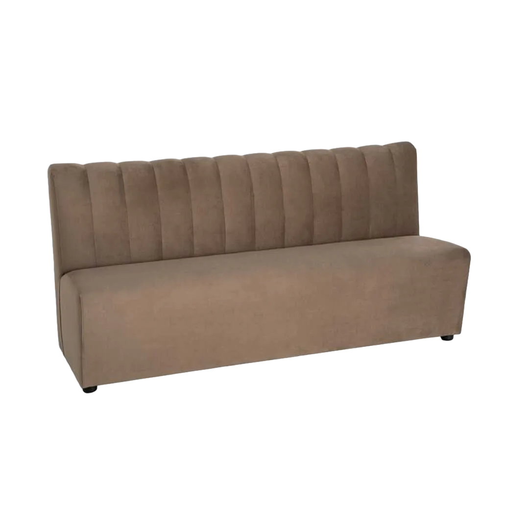Banco para hostelería tapizado en tejido topo 100% poliéster resistente a arañazos con espuma de alta densidad 180x60x90cm - Ixia - 617157IX - foto-transparente