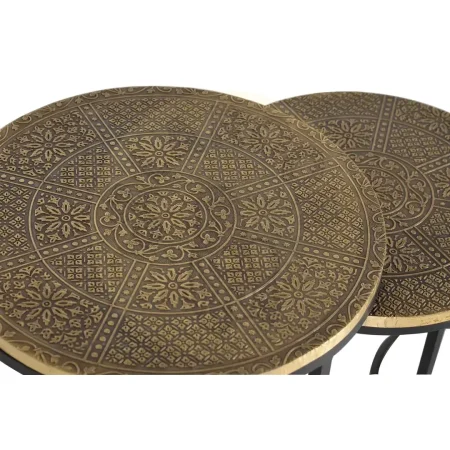 Set de 3 mesas nido redondas Tioman tapa bronce base metal negro estilo industrial apilables mesa grande: 44. mesa mediana: 38. mesa pequeña: 28xmesa grande: 44. mesa mediana: 38. mesa pequeña: 28xmesa grande: 49. mesa mediana: 44. mesa pequeña: 39cm - Giner y Colomer - 1028GYC - foto-secundaria-2