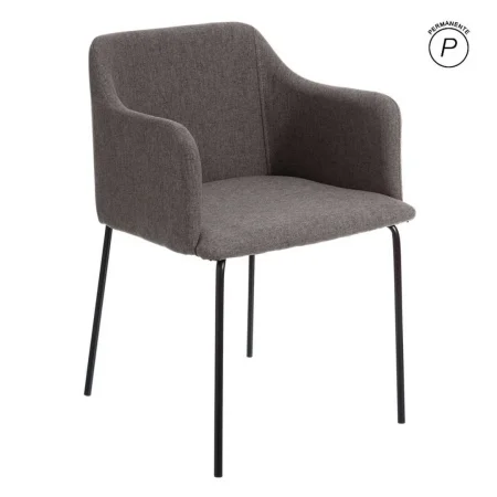 Silla tapizada gris en tejido poliéster con patas metálicas estilo moderno 52.50x53x77cm - Ixia - 105389IX - foto-blanco