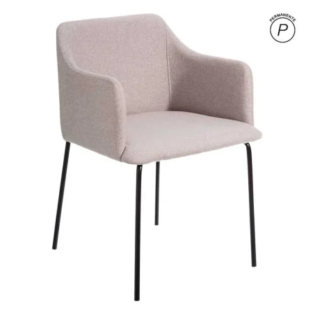 Silla moderna tapizada en tejido beige con patas de metal 52.50x53x77cm - Ixia - 105390IX - foto-blanco