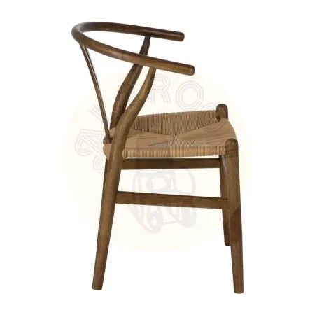 Silla para salón de madera de olmo con asiento de ratán altura 45.5cm marrón 56x48x78cm - Ixia - 105553IX - foto-secundaria-1