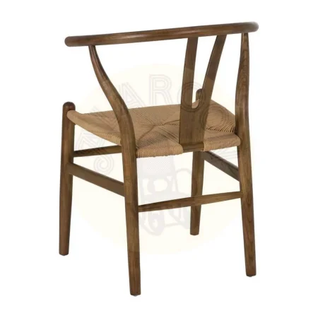 Silla para salón de madera de olmo con asiento de ratán altura 45.5cm marrón 56x48x78cm - Ixia - 105553IX - foto-secundaria-2