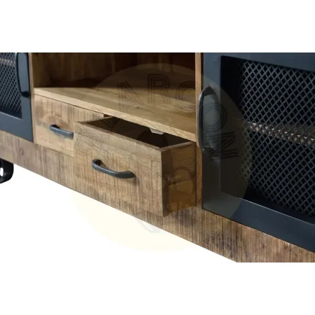 Mueble de TV Ireland en madera de mango y metal estilo rústico industrial 150x38x60cm - Giner y Colomer - 1060GYC - foto-secundaria-3