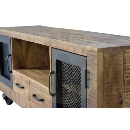 Mueble de TV Ireland en madera de mango y metal estilo rústico industrial 150x38x60cm - Giner y Colomer - 1060GYC - foto-secundaria-4