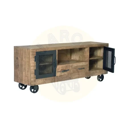 Mueble de TV Ireland en madera de mango y metal estilo rústico industrial 150x38x60cm - Giner y Colomer - 1060GYC - foto-secundaria-8