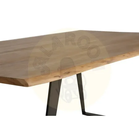 Mesa de comedor Milos rectangular 8 personas madera de acacia tapa natural bordes irregulares base metálica negra estilo rústico contemporáneo 205x100x77cm - Giner y Colomer - 1079GYC - foto-secundaria-2