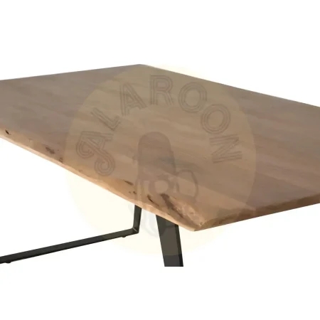 Mesa de comedor Milos rectangular 8 personas madera de acacia tapa natural bordes irregulares base metálica negra estilo rústico contemporáneo 205x100x77cm - Giner y Colomer - 1079GYC - foto-secundaria-3