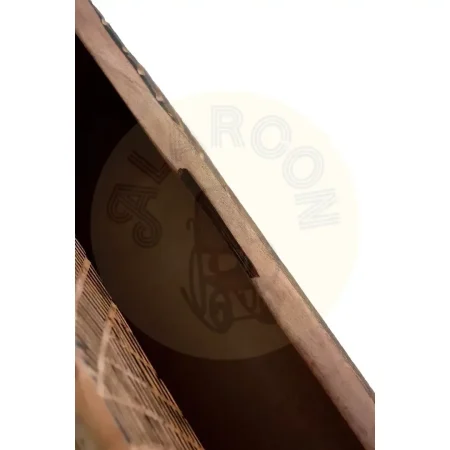 Mesita de noche Yakarta madera de acacia patas de metal dos cajones con frontis tallados a mano y apertura uñero diseño compacto 57x34x50cm - Giner y Colomer - 1090GYC - foto-secundaria-3