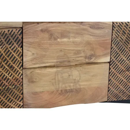 Aparador Yakarta en madera de acacia con patas de metal 3 cajones 2 puertas con estantes interiores y frontales tallados a mano acabado natural 160x36x70cm - Giner y Colomer - 1091GYC - foto-secundaria-3