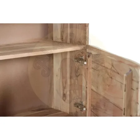 Aparador Yakarta en madera de acacia con patas de metal 3 cajones 2 puertas con estantes interiores y frontales tallados a mano acabado natural 160x36x70cm - Giner y Colomer - 1091GYC - foto-secundaria-5