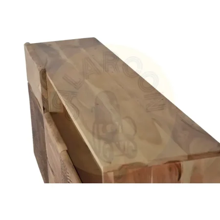 Aparador Yakarta en madera de acacia con patas de metal 3 cajones 2 puertas con estantes interiores y frontales tallados a mano acabado natural 160x36x70cm - Giner y Colomer - 1091GYC - foto-secundaria-6