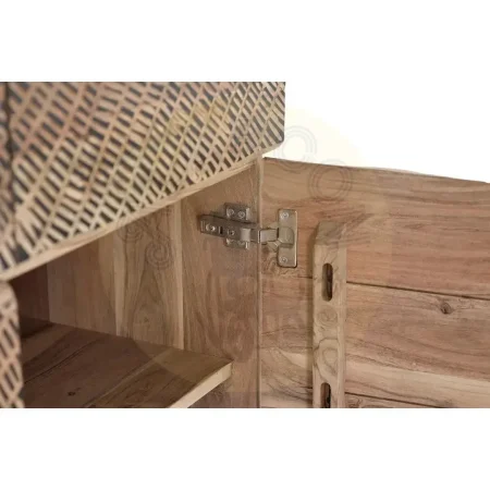 Aparador Yakarta 4 puertas madera de acacia color natural frontis tallados a mano patas de metal bisagras con cierre suave y seguro 200x40x90cm - Giner y Colomer - 1096GYC - foto-secundaria-10
