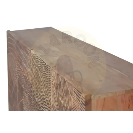 Aparador Yakarta 4 puertas madera de acacia color natural frontis tallados a mano patas de metal bisagras con cierre suave y seguro 200x40x90cm - Giner y Colomer - 1096GYC - foto-secundaria-6