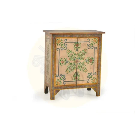 Mueble auxiliar Cairo en madera de mango 2 puertas pintado a mano multicolor compacto y único 65x33x77cm - Giner y Colomer - 1143GYC - foto-secundaria-1