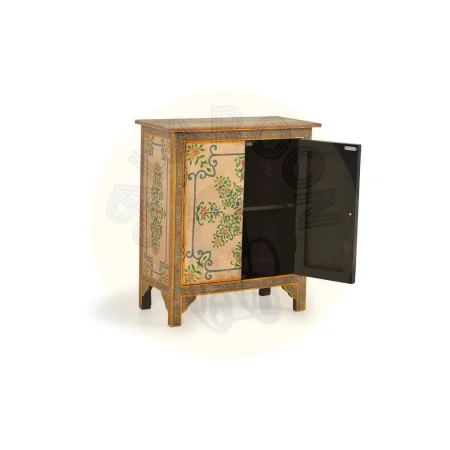Mueble auxiliar Cairo en madera de mango 2 puertas pintado a mano multicolor compacto y único 65x33x77cm - Giner y Colomer - 1143GYC - foto-secundaria-2