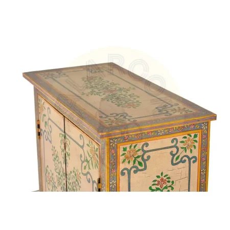 Mueble auxiliar Cairo en madera de mango 2 puertas pintado a mano multicolor compacto y único 65x33x77cm - Giner y Colomer - 1143GYC - foto-secundaria-3