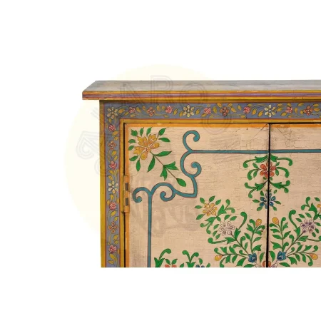 Mueble auxiliar Cairo en madera de mango 2 puertas pintado a mano multicolor compacto y único 65x33x77cm - Giner y Colomer - 1143GYC - foto-secundaria-4
