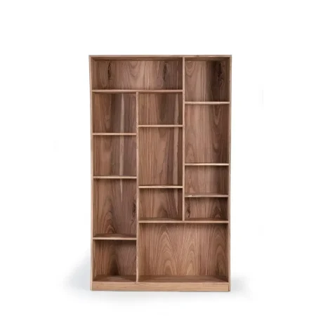 Librería Contemporary en madera de acacia acabado natural estilo cálido y versátil 120x38x200cm - Giner y Colomer - 1162GYC - foto-blanco