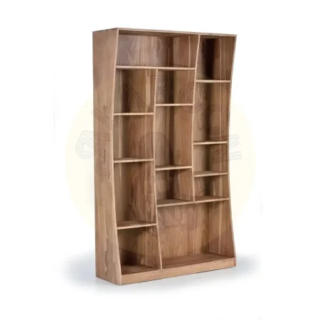 Librería Contemporary en madera de acacia acabado natural estilo cálido y versátil 120x38x200cm - Giner y Colomer - 1162GYC - foto-secundaria-1