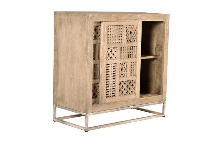 CONSOLA 2 PUERTAS CORREDERAS EN MADERA DE MANGO Y BASE DE METAL, CON ESTANTE INTERIOR GINER Y COLOMER