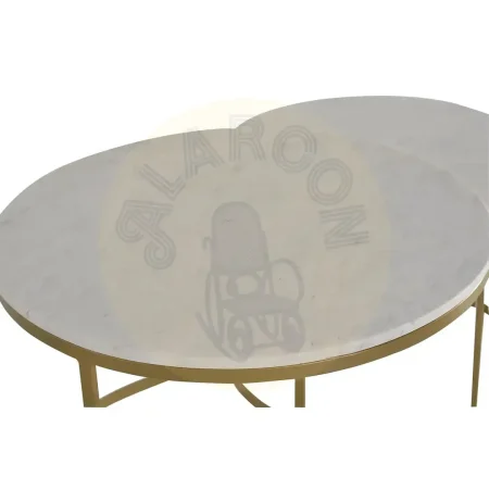 Set de 2 mesas de centro Orien en mármol y metal diseño contemporáneo 70(grande). 55(pequeña)x70(grande). 55(pequeña)x48(grande). 42(pequeña)cm - Giner y Colomer - 1184GYC - foto-secundaria-1