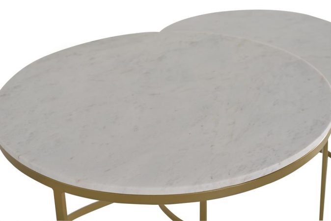 SET DE 2 MESAS CENTRO CON ENCIMERA DE MÁRMOL Y PATAS EN METAL GINER Y COLOMER