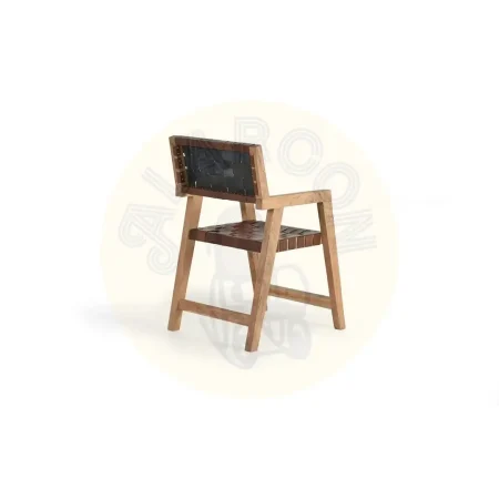 Sillón Dubai tapizado en piel marrón con estructura en madera maciza de acacia asiento cómodo y respaldo envolvente 53x62x90cm - Giner y Colomer - 1217GYC - foto-secundaria-2