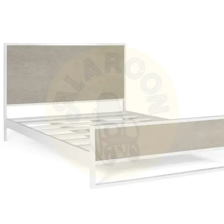 Cama Atalanti metal y resina acabado blanco y beige diseño contemporáneo robusta y duradera 150x200x110cm - Giner y Colomer - 1418GYC - foto-secundaria-1