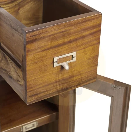 Mueble escalera de caoba con 4 cajones y 2 puertas de cristal 100x32x100cm - Moycor - 143025DMYC - foto-secundaria-1