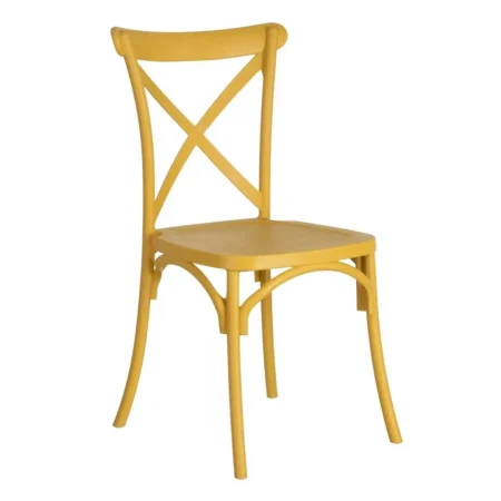 Silla apilable amarilla de polipropileno apta para exterior 48.50x43x91cm - Ixia - 152656IX - foto-blanco