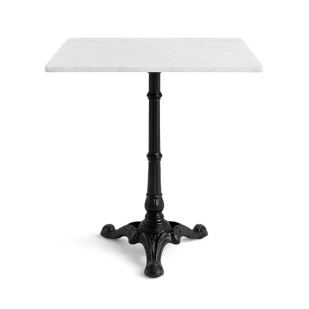 Mesa auxiliar blanca y negra en metal y mármol 70x70x71cm - Ixia - 153034IX - foto-blanco