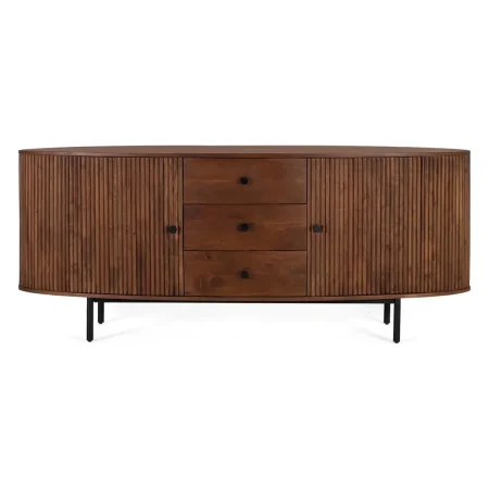 Aparador Ludhiana madera de acacia y metal color cerezo 2 puertas 3 cajones acabado natural nudos y vetas estilo contemporáneo industrial 180x48x75cm - Giner y Colomer - 1598GYC - foto-blanco