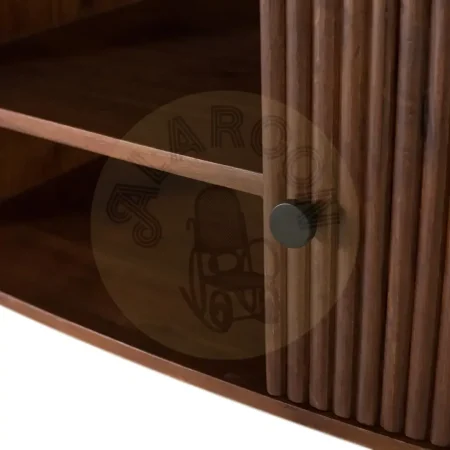 Aparador Ludhiana madera de acacia y metal color cerezo 2 puertas 3 cajones acabado natural nudos y vetas estilo contemporáneo industrial 180x48x75cm - Giner y Colomer - 1598GYC - foto-secundaria-2
